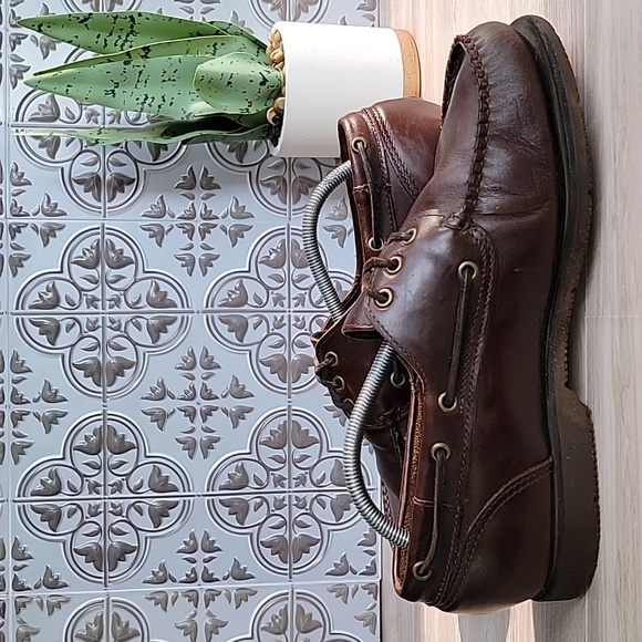Hitchcock by Sebago 3 Eye Leather Moccasins/Oxford Boat Shoe Brown Sz 10 5E WIDE - Picture 4 of 13
